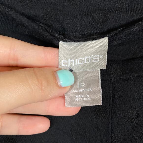 Chicos Womens Pants Black Pull On Dot Textured Ankle Workwear Stretch 1R (8R) - Picture 5 of 13